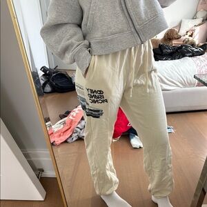 Cream Graphic Sweatpants